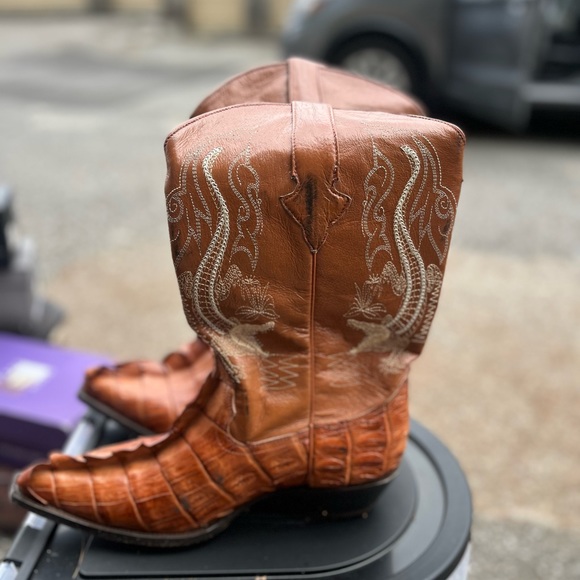 Mens Crocodile Cowboy Boots Worn - Picture 5 of 7